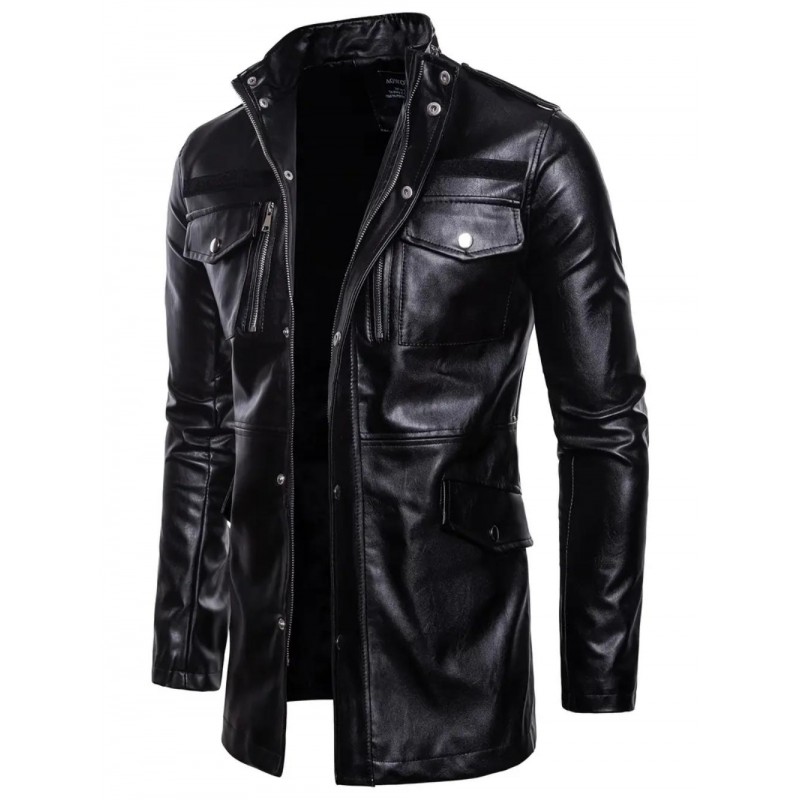 Mens Urban PU Leather Trench Coat BV6062311B
