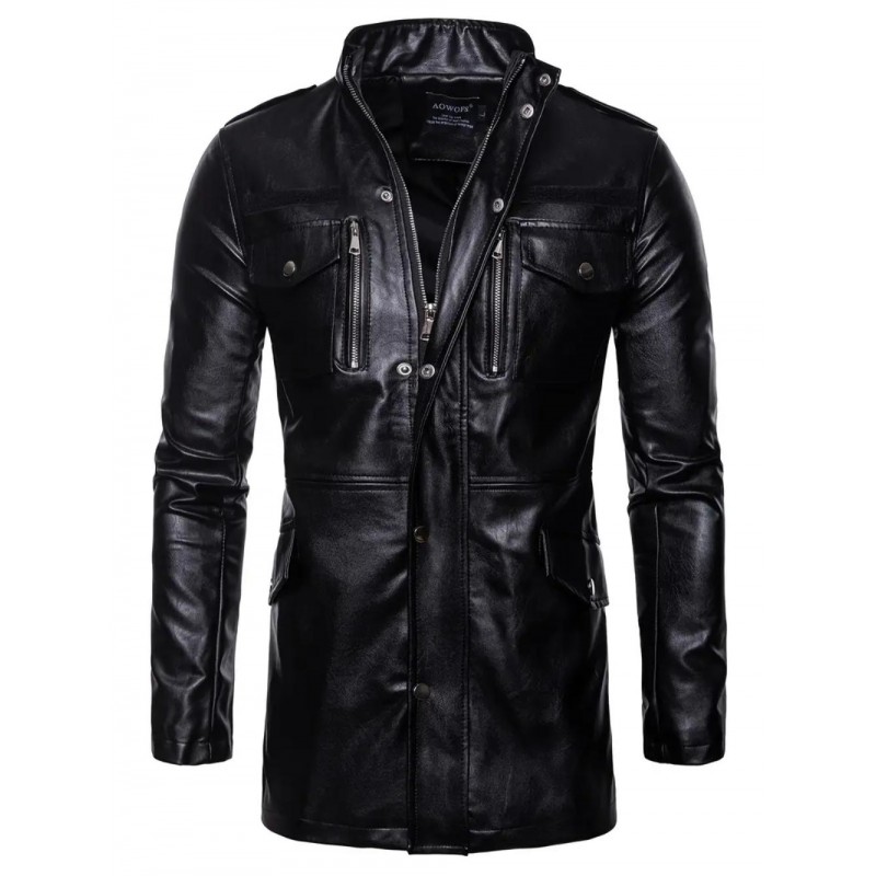 Mens Urban PU Leather Trench Coat BV6062311B