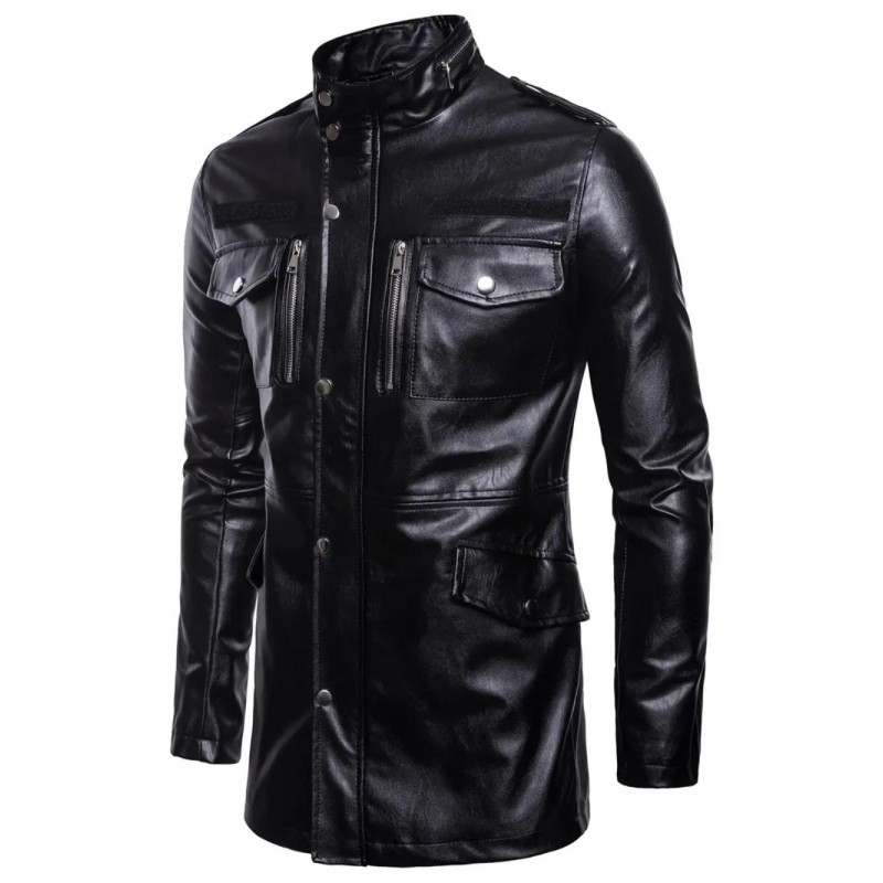 Mens Urban PU Leather Trench Coat BV6062311B