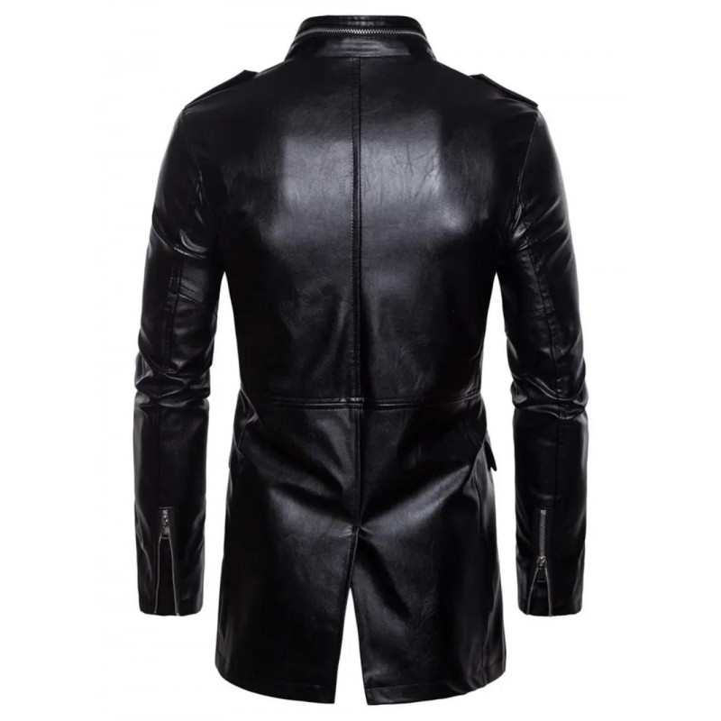 Mens Urban PU Leather Trench Coat BV6062311B