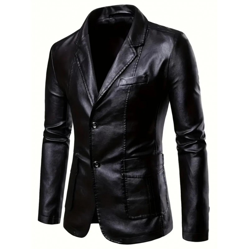 Mens Vintage Faux Leather Jacket CF2168935B