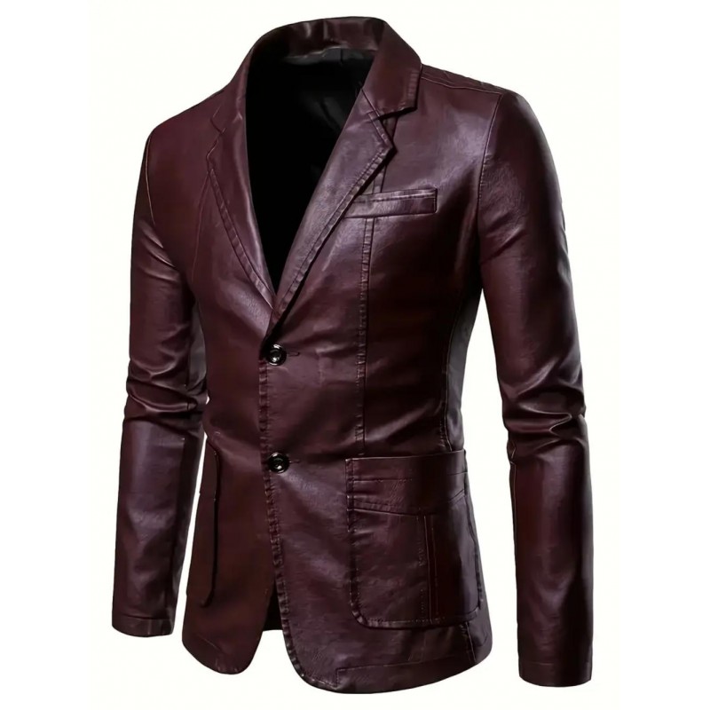 Mens Vintage Faux Leather Jacket CF2168935Bx