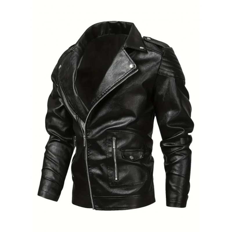 Mens Classic PU Leather Biker Bomber Jacket JR3986...