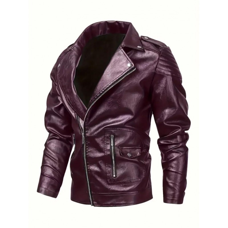 Mens Classic PU Leather Biker Bomber Jacket JR3986...
