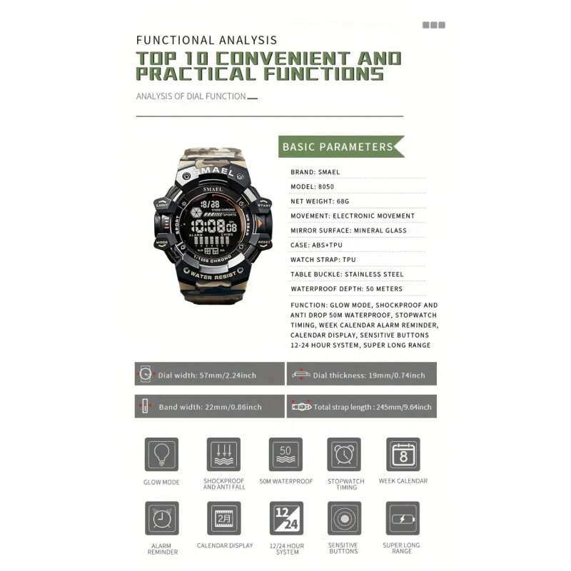 SMAEL Sports Digital Watch Multifunctional UM42439